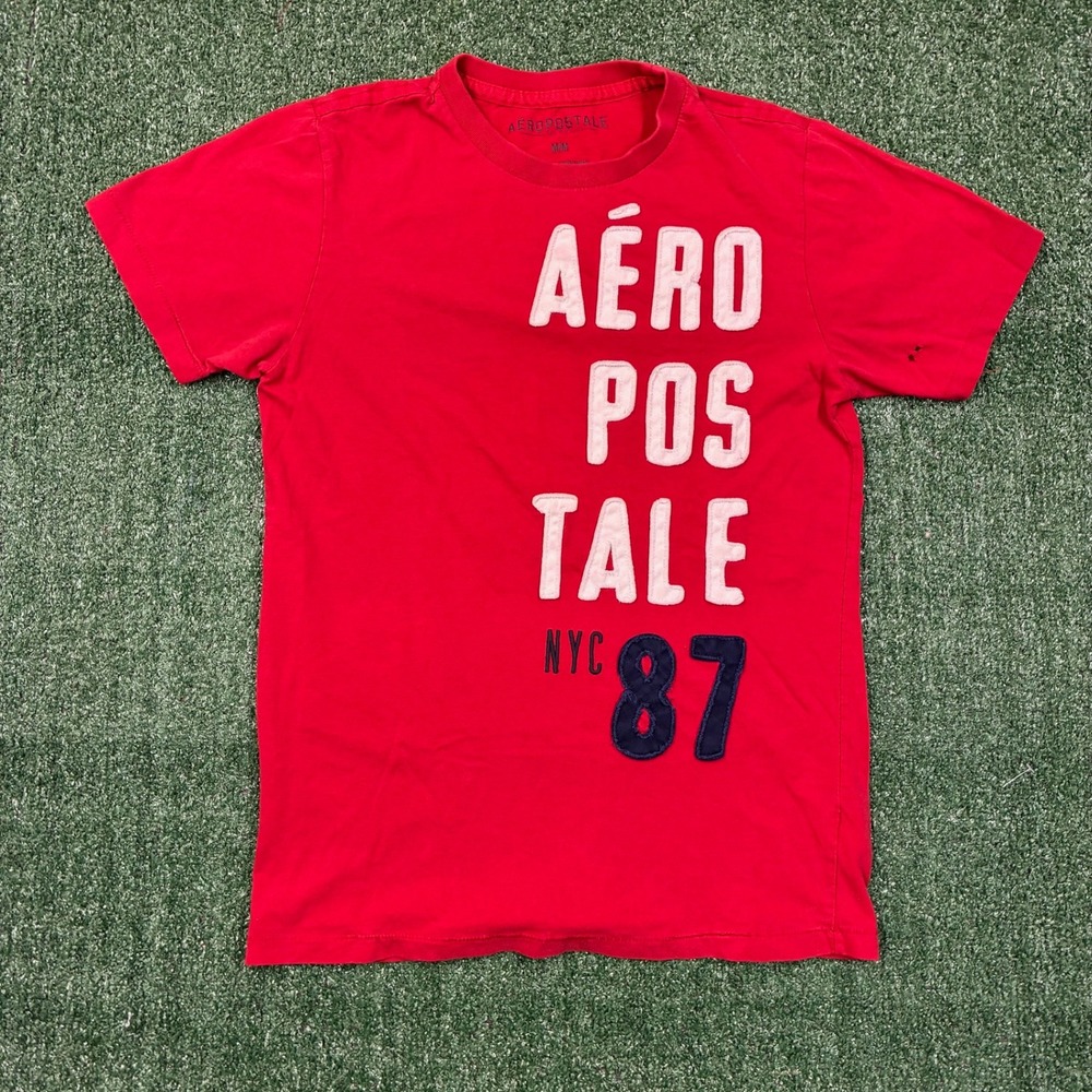Y2K 2000's Aeropostale Red NYC 87 Surf Graphic Tee Mens‎ M
